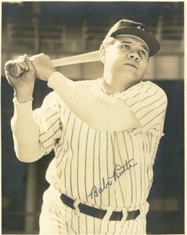 Tremendous Babe Ruth Signed 8x10 Photograph  (PSA/DNA 10)